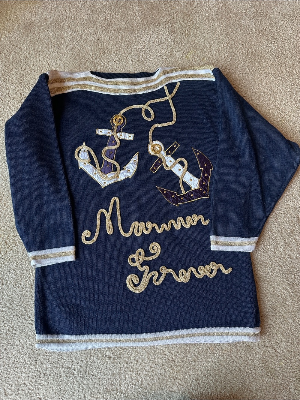 RARE Vintage Designer Sandy Lo Mariner Forever Sweater “art-to-wear” 90s